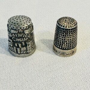 Vintage English Silver & Pewter Thimbles Lot –Hallmarked Sterling /Stephen Frost